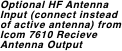 Optional HF Antenna Input (connect